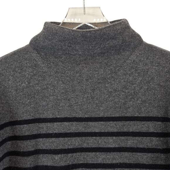 The Reset R Label Sweater Womens XS Wool Cashmere Gray Black Striped Mock Neck - Picture 2 of 10